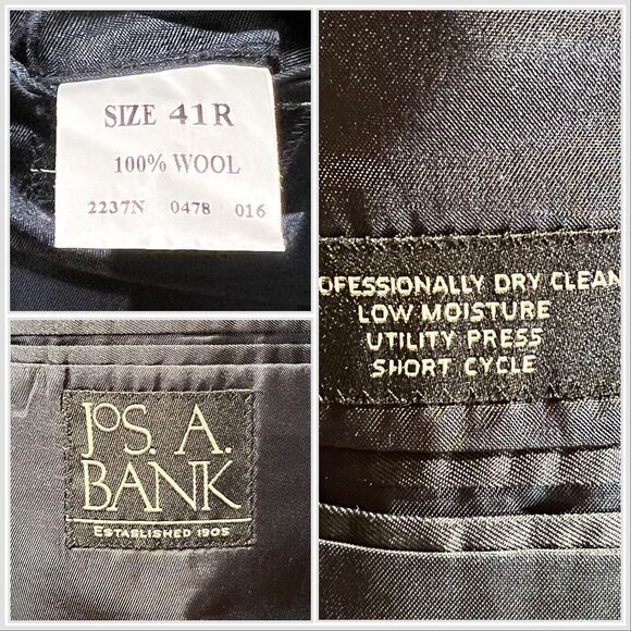 Jos A Bank 41R 32W Navy Blue Pinstripe 2 Piece Suit Jacket Pants Set - Picture 16 of 16